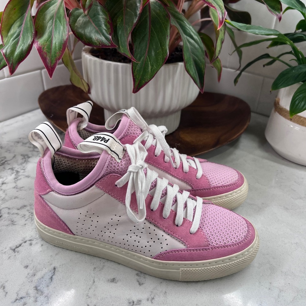 P448 Soho Sock Pink White Leather Suede Sneakers S23SOHOSOCKS Women's 37